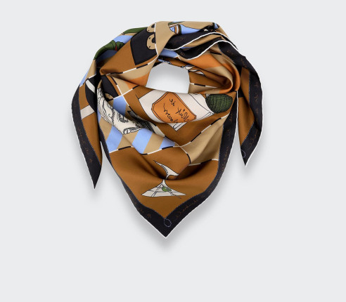 Havane Silk Scarf 90 Suite Cinabre - CINABRE Paris