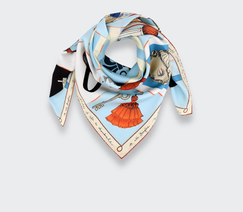 Sky Silk Scarf 90 Suite Cinabre - CINABRE Paris
