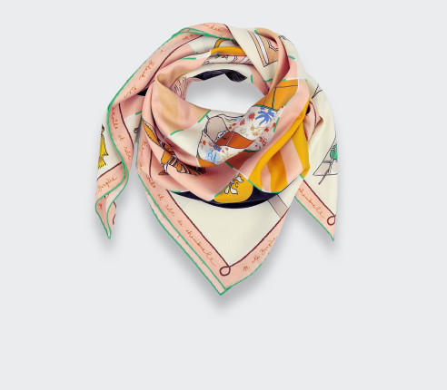 Powdery Silk Scarf 90 Suite Cinabre - CINABRE Paris