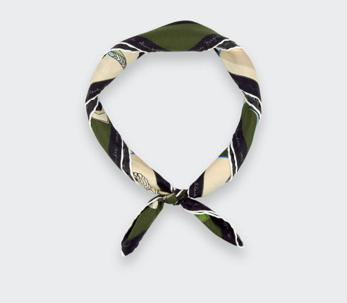 Kaki Silk Bandana Suite Cinabre - CINABRE Paris