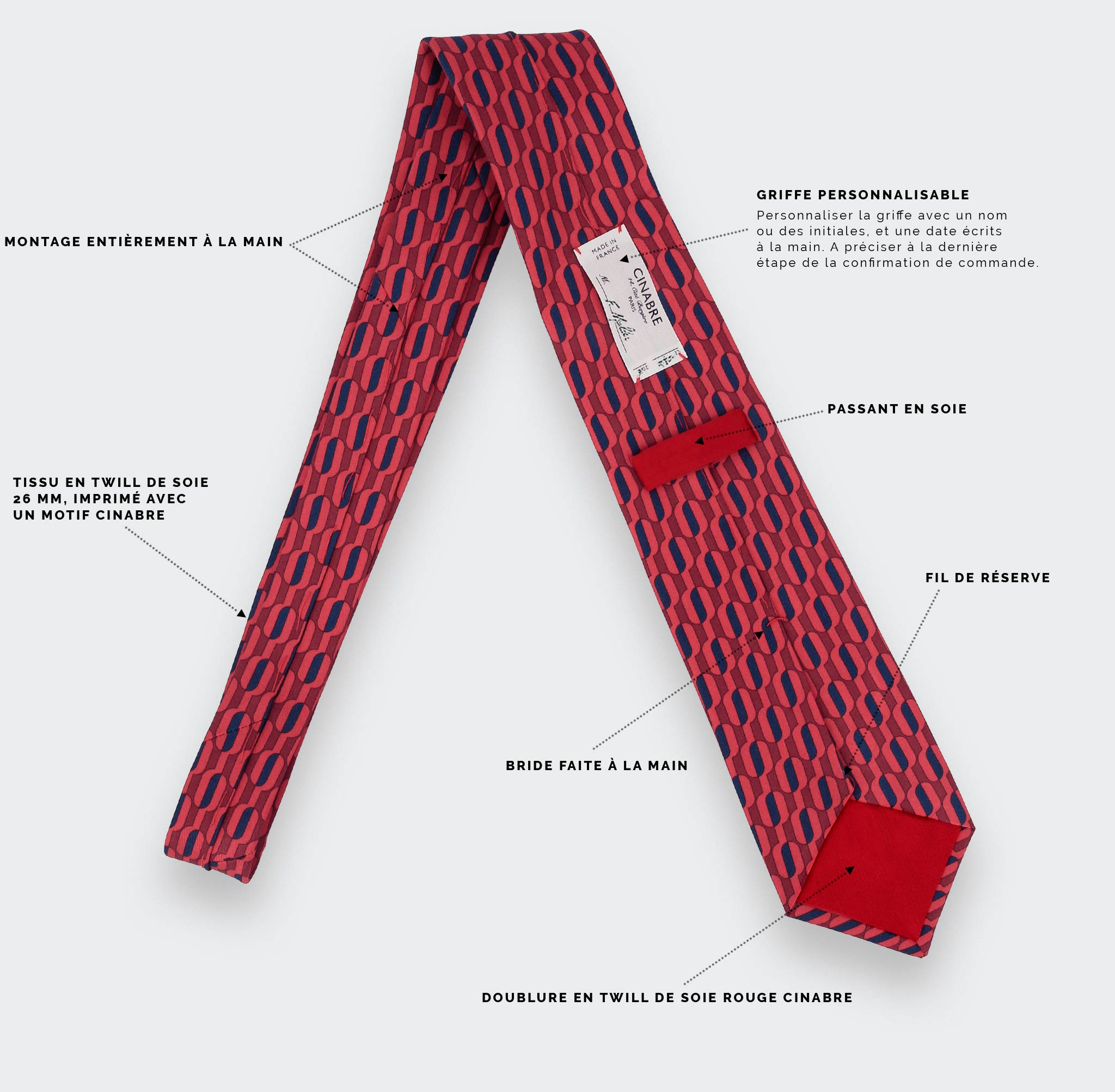 Vermilion Red Buoy Tie - Cinabre Paris
