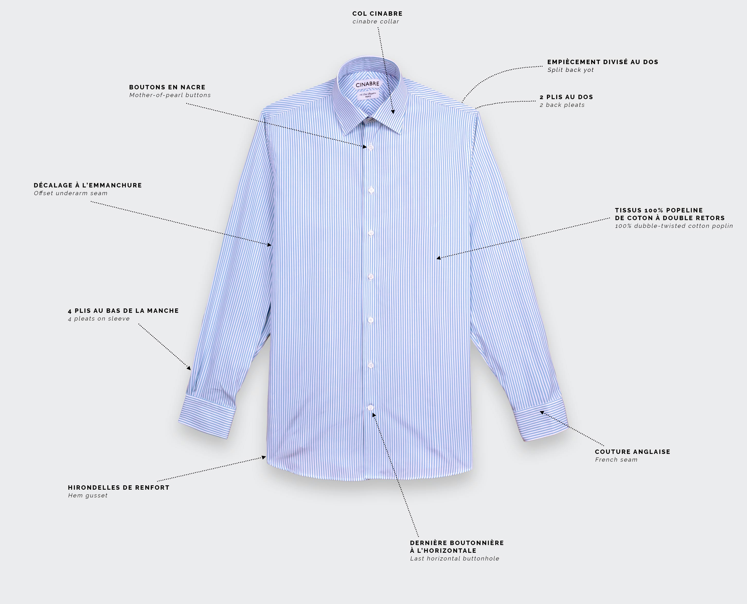 Chemise en Popeline Bleu Blanc N°1 - Cinabre Paris