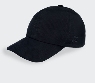 Navy Black Seersucker Cap - Cinabre Paris