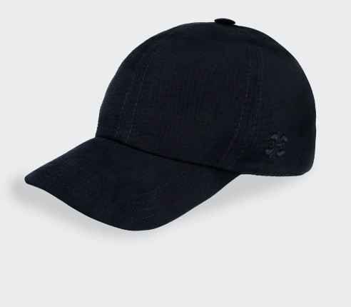 Navy Black Seersucker Cap - Cinabre Paris