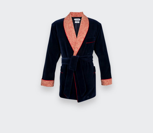 Smoking Jacket Velours Bleu Marine - Cinabre Paris