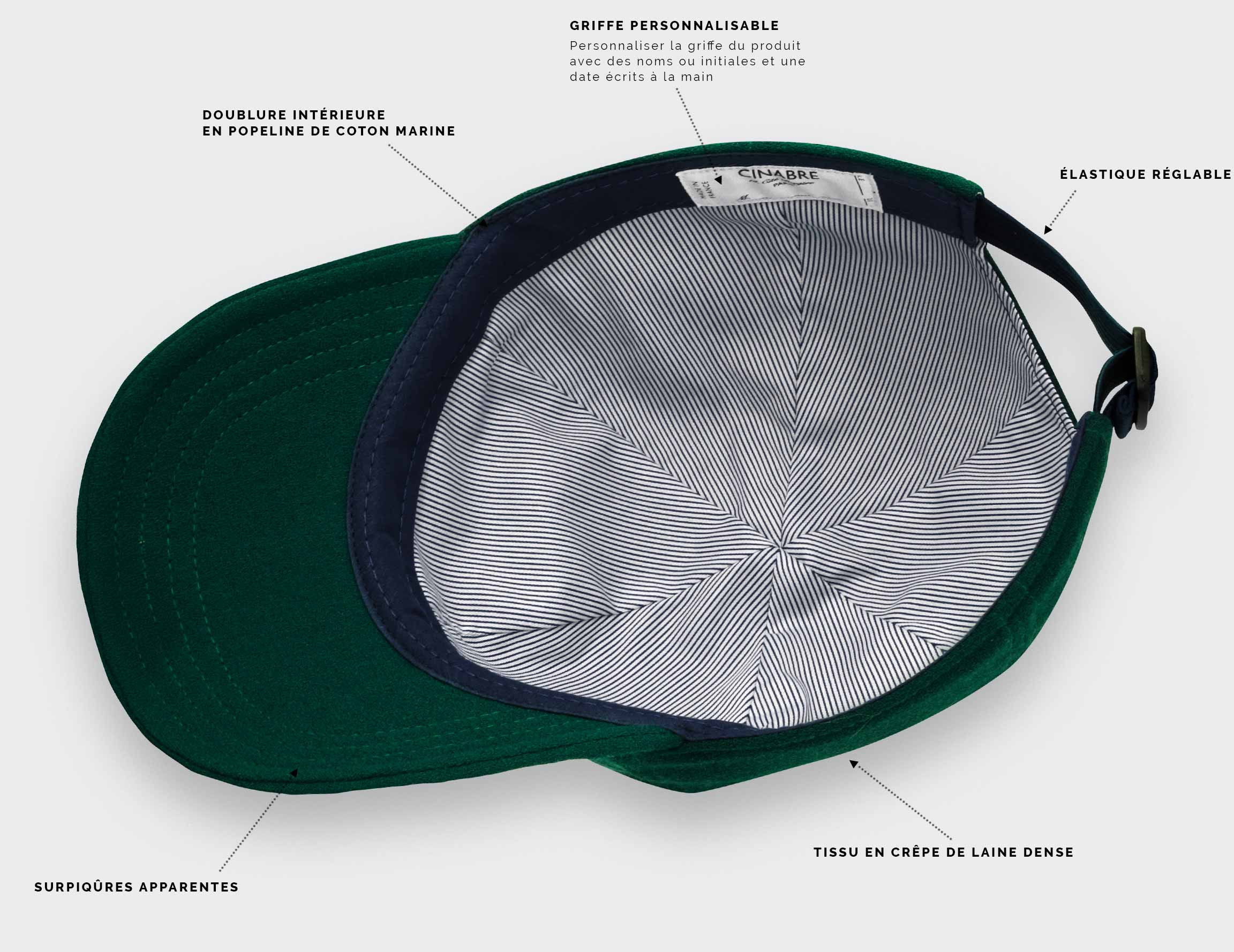 Casquette Crêpe de laine Vert Sapin