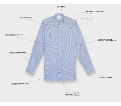 Chemise en Popeline Bleu Blanc N°2 - Cinabre Paris