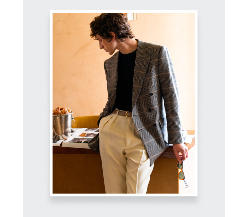 Blazer Cinabre Prince de Galles cachemire