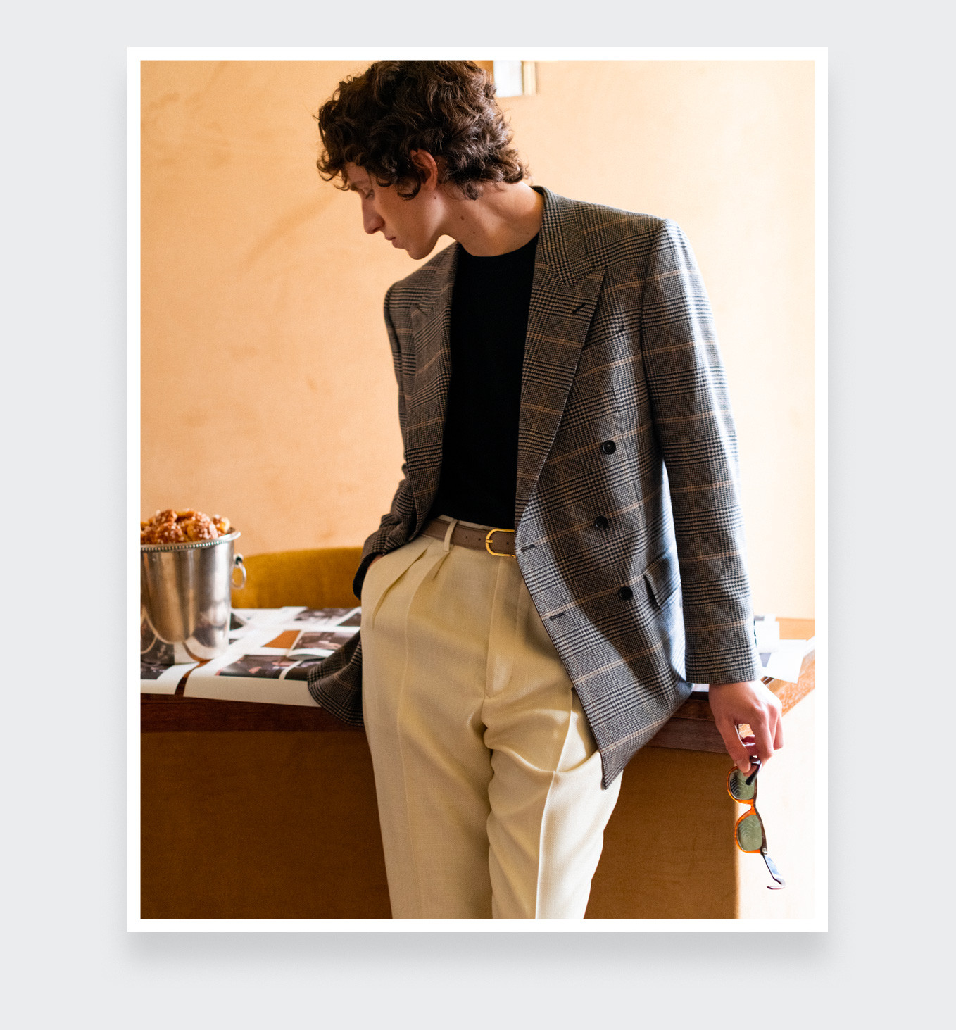 Blazer Cinabre Prince de Galles cachemire