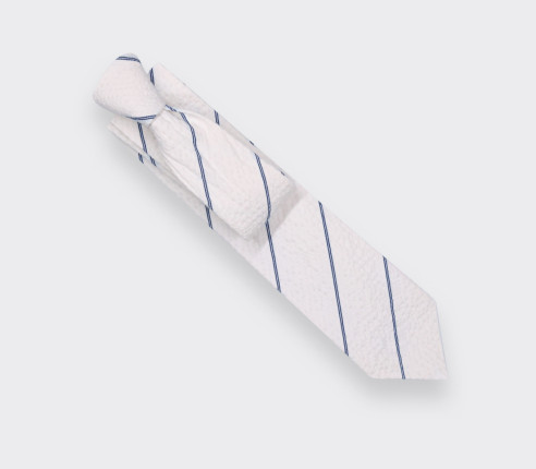 White Cape Cod Seersucker Tie - Cinabre Paris
