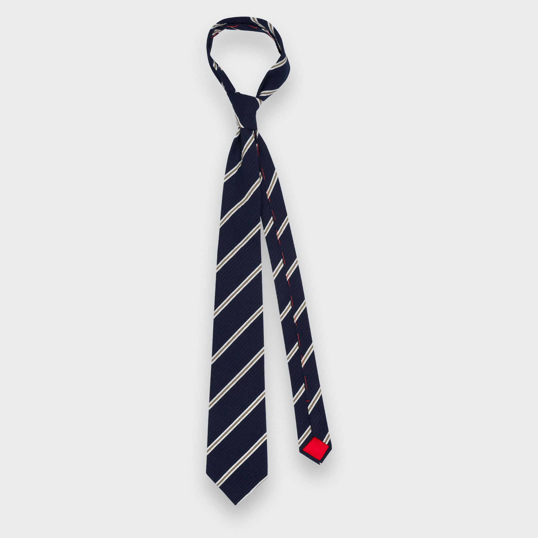 Navy Cape Cod Seersucker Tie - Cinabre Paris