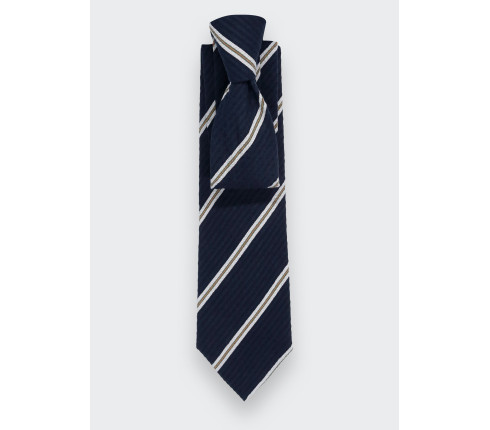 Navy Cape Cod Seersucker Tie - Cinabre Paris