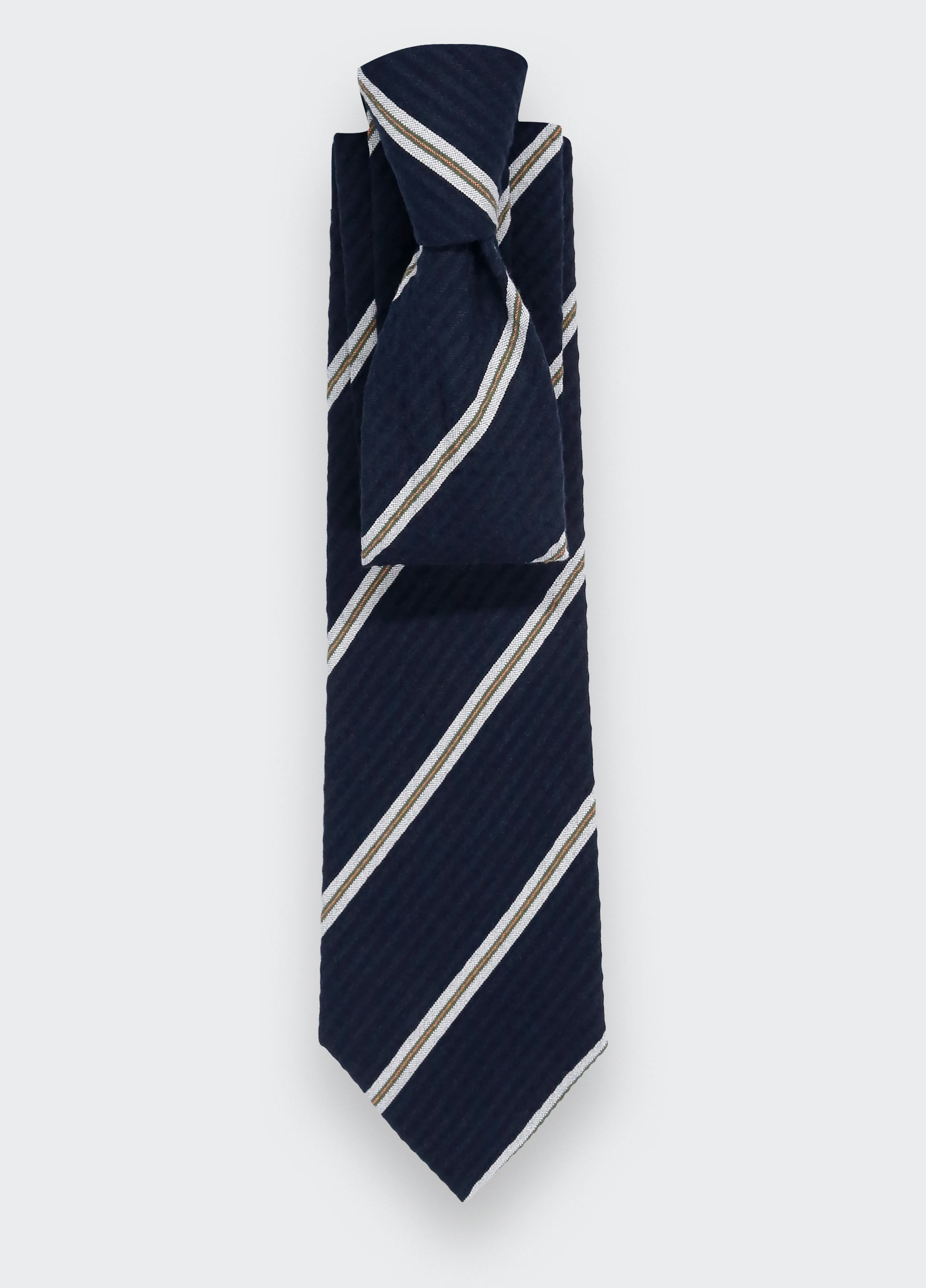 Navy Cape Cod Seersucker Tie - Cinabre Paris