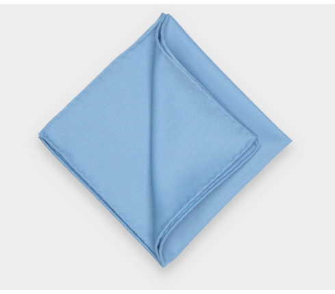 Sky Blue Gabardine Pocket Square - Wool - CINABRE Paris