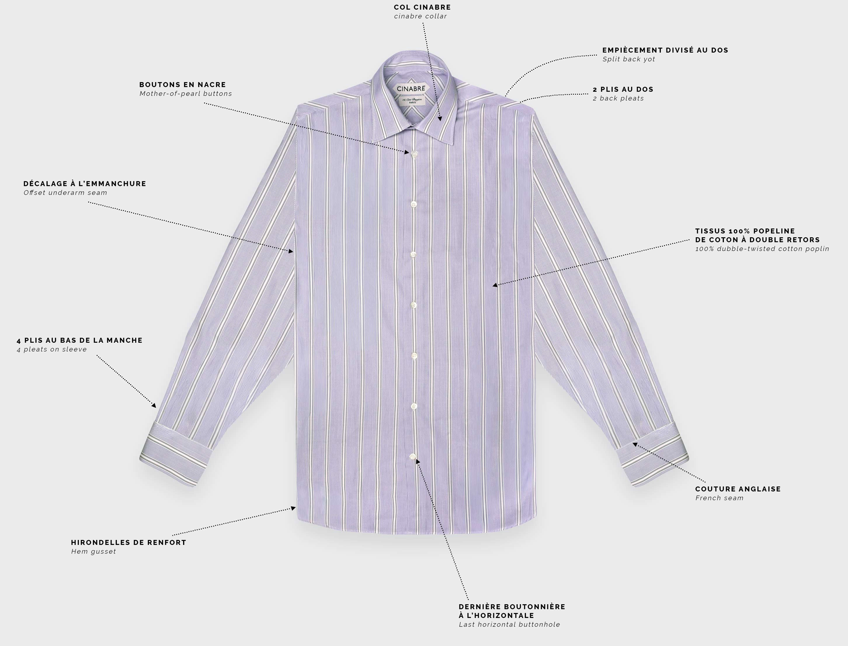 Lilac Grey Poplin Shirt N°1 - Cinabre Paris