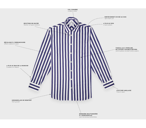 Blue White Poplin Shirt N°3 - Cinabre Paris