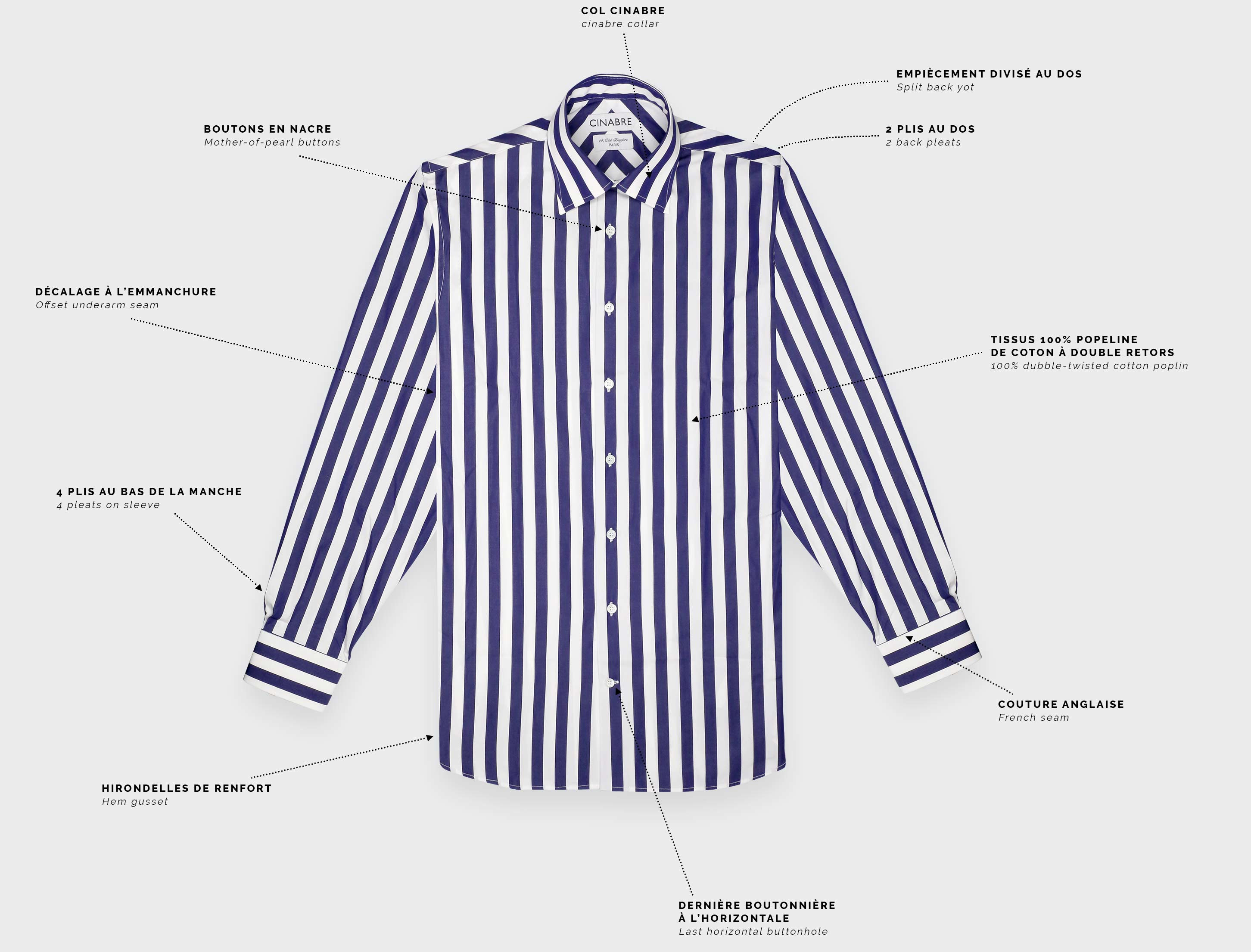Blue White Poplin Shirt N°3 - Cinabre Paris