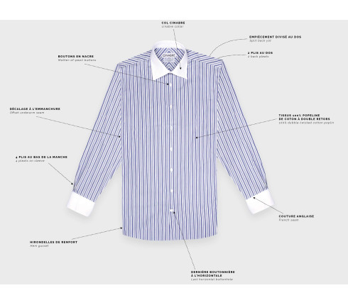 Chemise Col Contrasté Bleue N°3 - Cinabre Paris