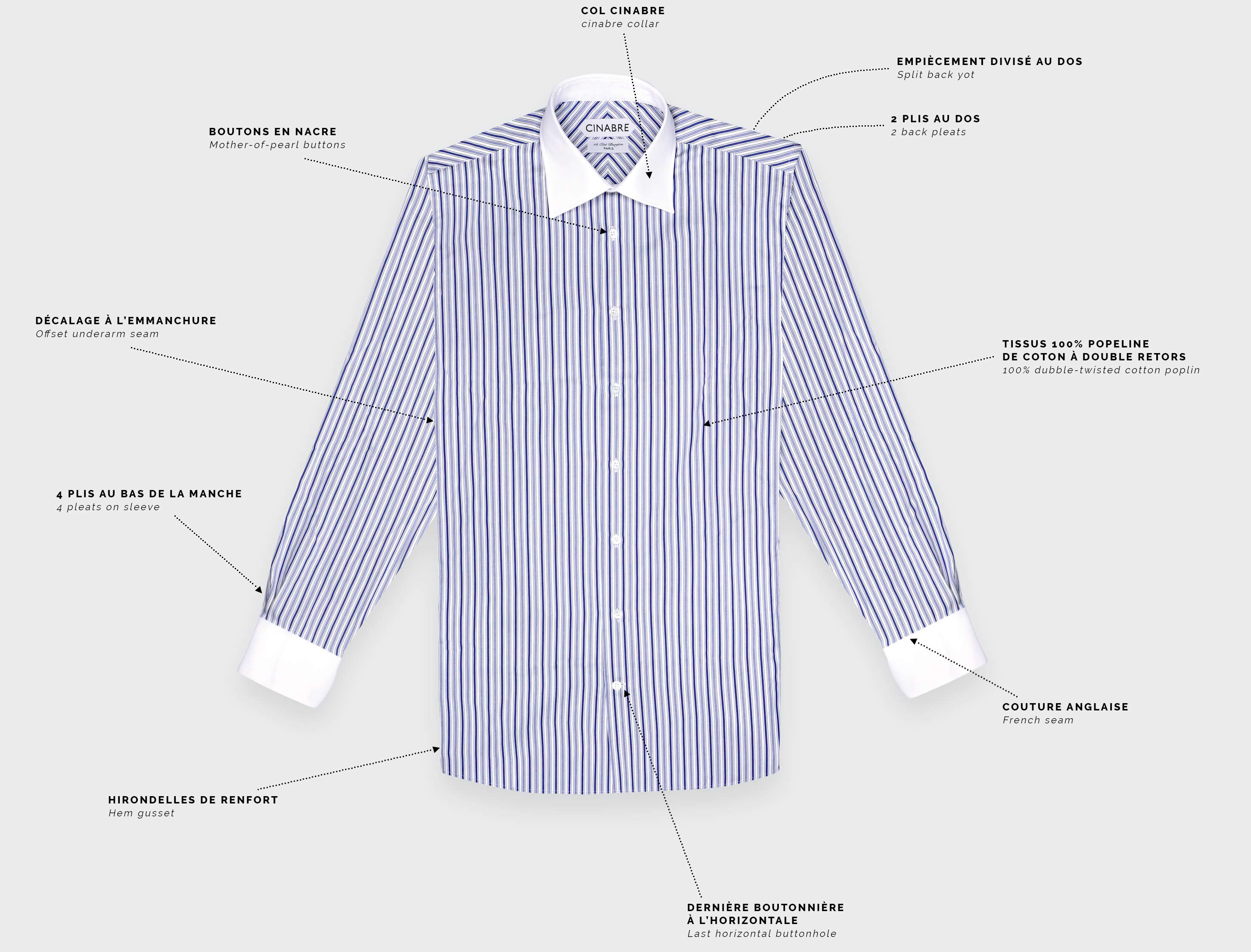 Blue Contrast Collar Shirt N°3 - Cinabre Paris