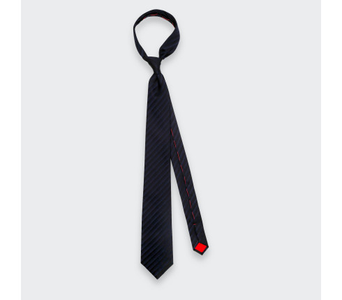 Navy Wool and Silk Twill Black Herringbone Club Tie – Cinabre Paris