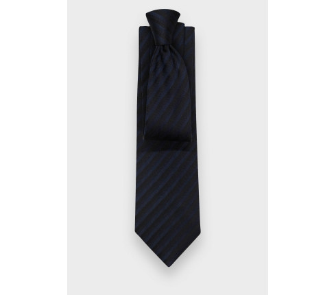 Navy Wool and Silk Twill Black Herringbone Club Tie – Cinabre Paris