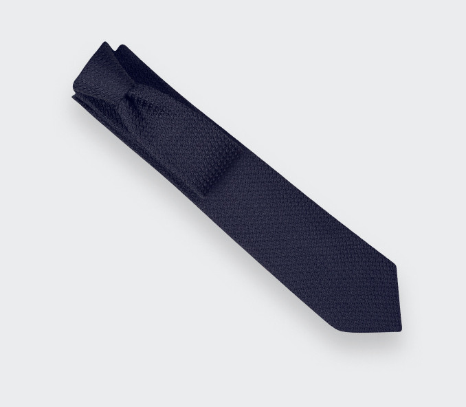Navy Blue Silk Grenadine Tie - Cinabre Paris