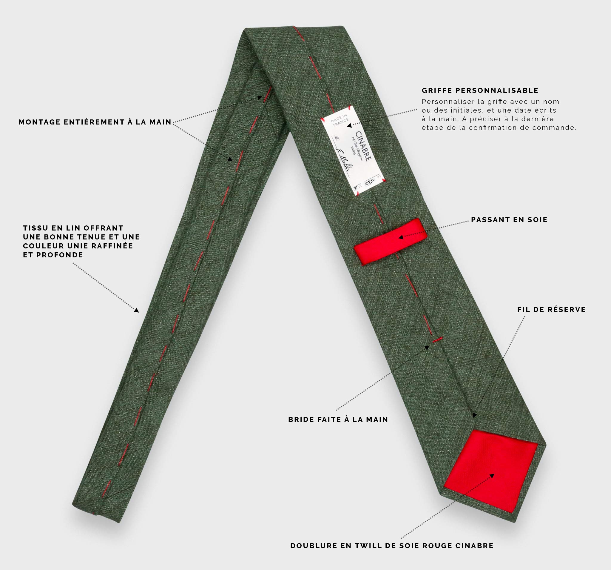 Green Forest Linen Tie - Cinabre Paris
