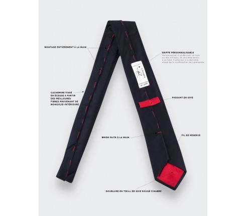 CINABRE Paris - Tie - Peau Noir - Made in France