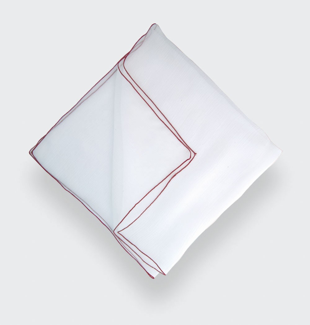 Pocket Square - White Silk Chiffon - CINABRE Paris