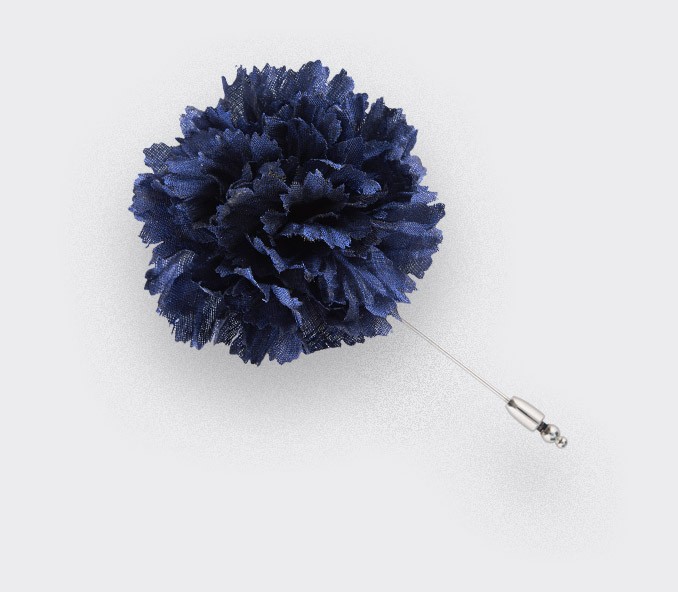 Flower Lapel Pin navy Blue silk - Cinabre Paris