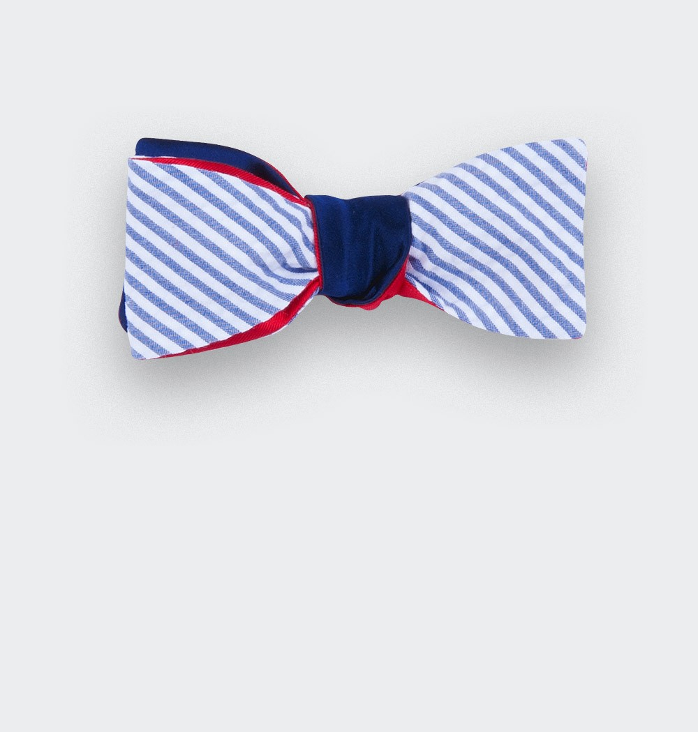 Seersucker satin Slim Bow Tie  - Cinabre Paris