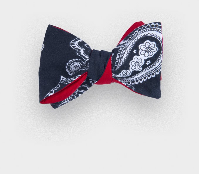 Navy blue bandana bow tie