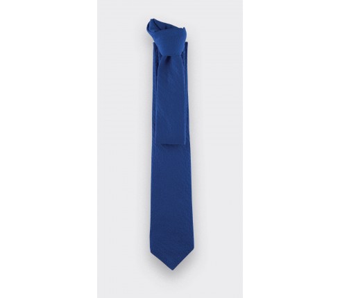 tie blue seersucker - cotton and silk - cinabre paris
