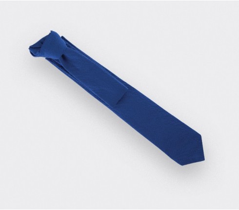 cravate seersucker bleu - coton et soie - cinabre paris
