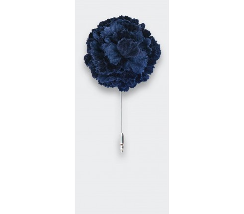 Bleuet Cinabre flower Lapel pin blue linen - linen - Cinabre Paris