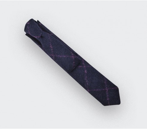 Cravate flanelle carreaux fuchsia - cinabre paris