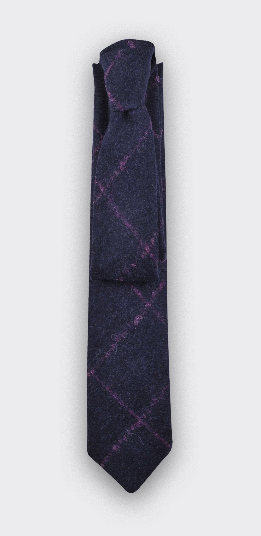 Cravate flanelle carreaux fuchsia - cinabre paris