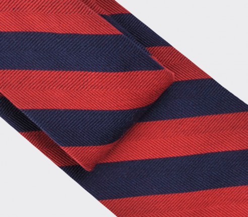 Red stripe herringbone tie - cinabre paris