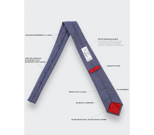 blue bi color herringbone tie - cinabre paris
