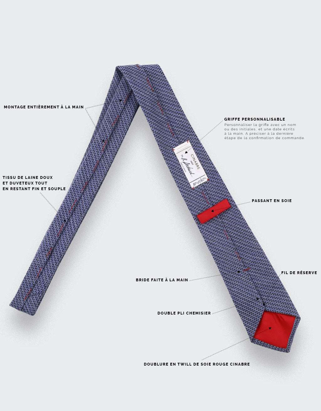 blue bi color herringbone tie - cinabre paris