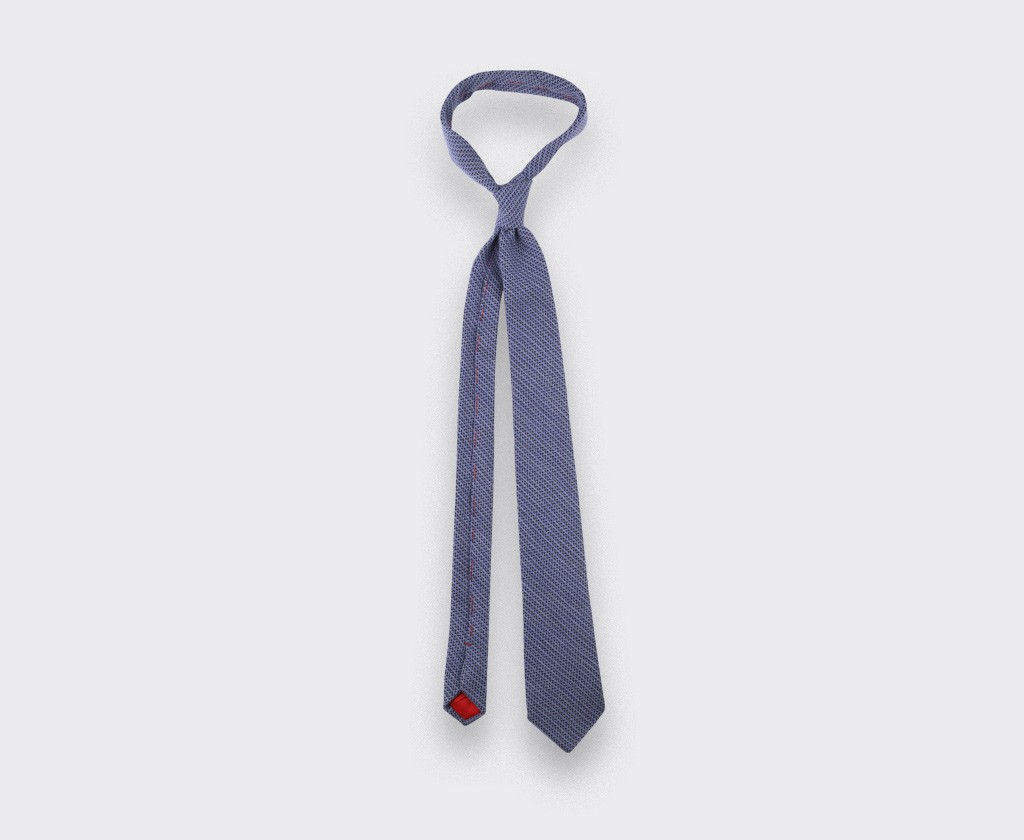 blue bi color herringbone tie - cinabre paris