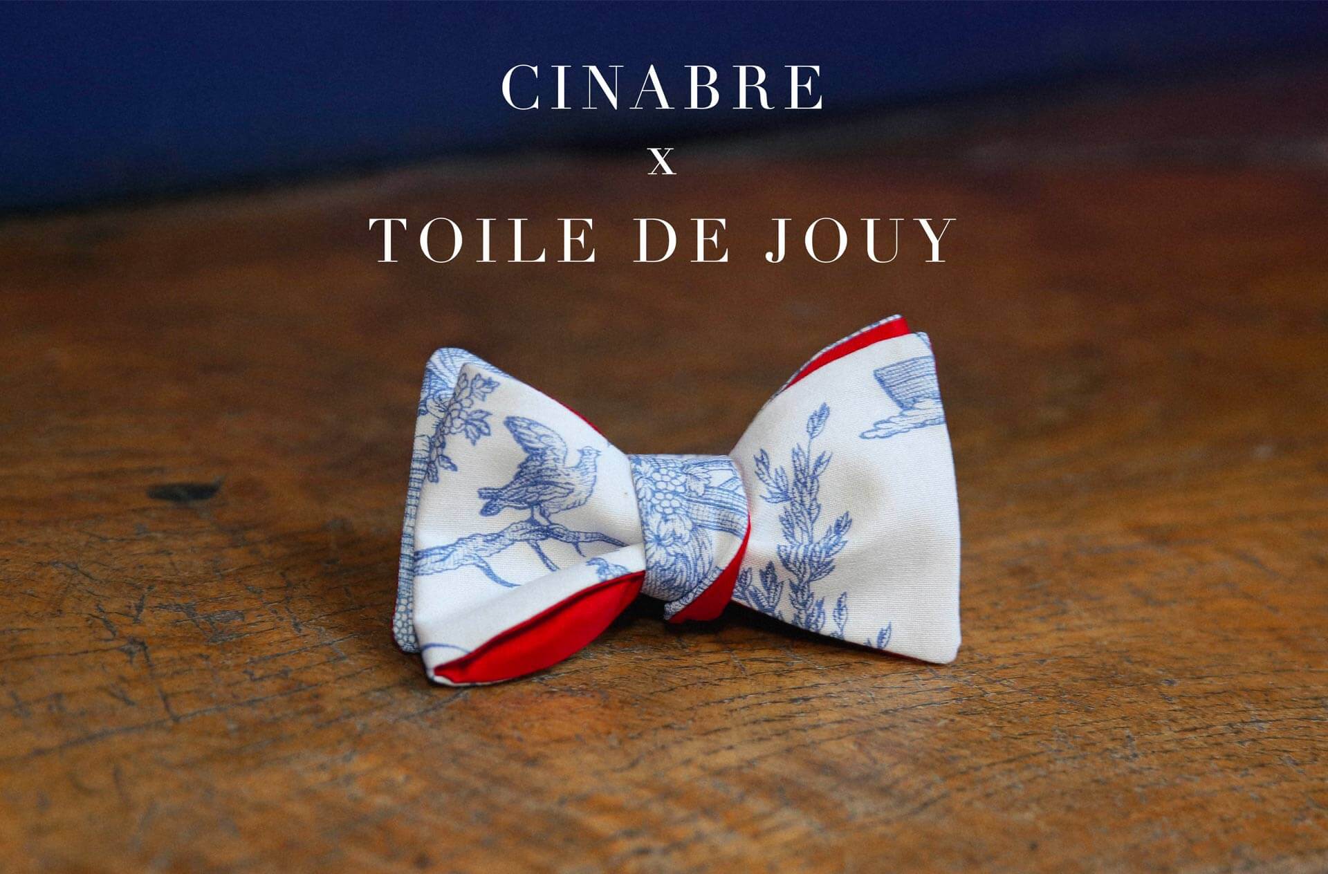 noeud papillon toile de Jouy Cinabre